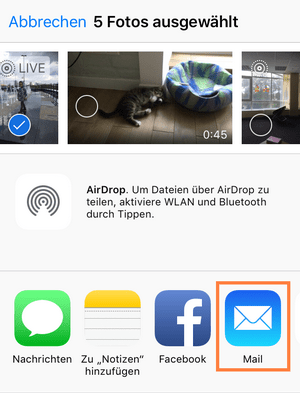 iPhone Bilder per E-Mail senden
