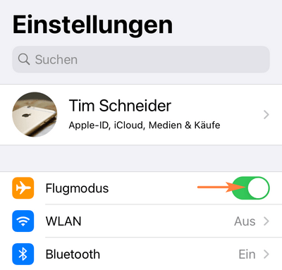 Flugzeugmodus am iPhone aktivieren