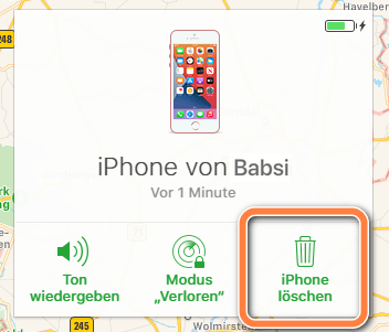 iPhone löschten unter icloud.com