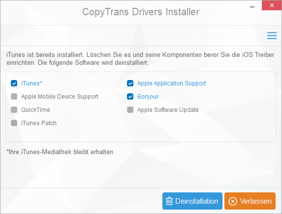 iTunes deinstallieren
