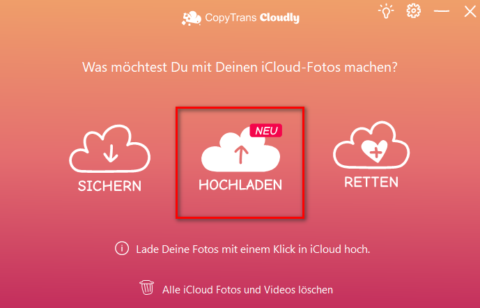 Fotos und Videos in iCloud hochladen