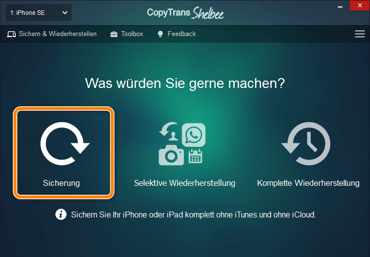 iPhone Backup Speicherplatz auf PC