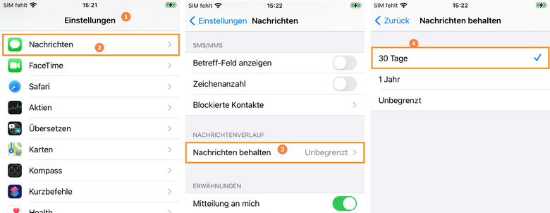 iPhone Speicher Sonstiges leeren: Nachrichten löschen