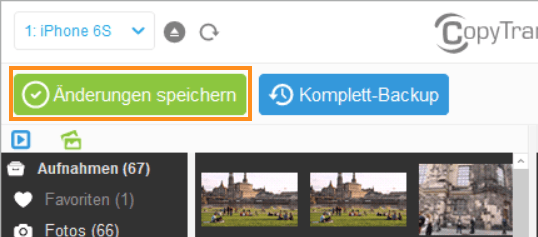 Änderungen speichern Button in CopyTrans Photo