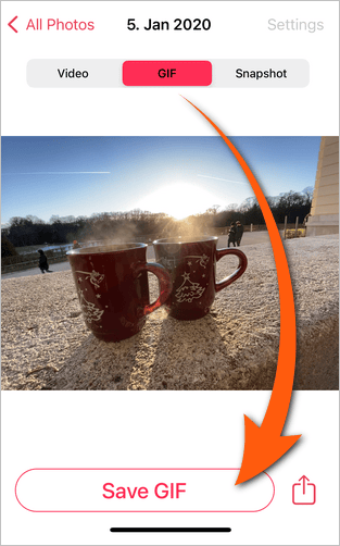 Live Foto als gif umwandeln Anleitung