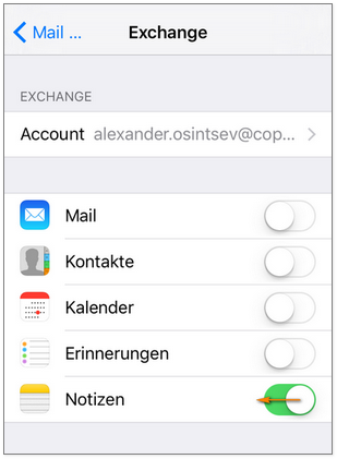 Exchange-konto auf dem iPhone deaktivieren