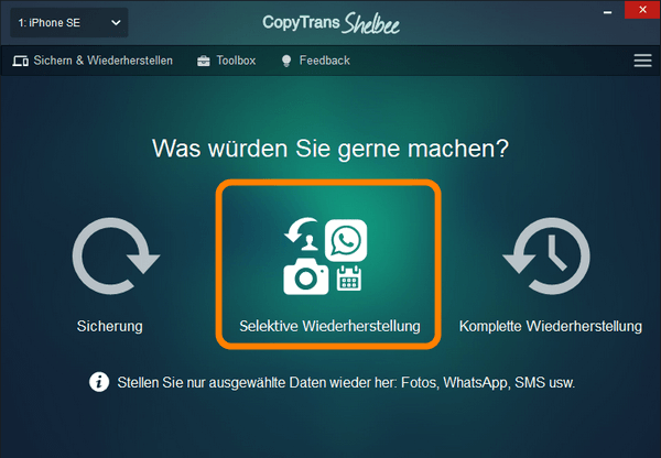 iPhone Backup wiederherstellen, ohne zurücksetzen
