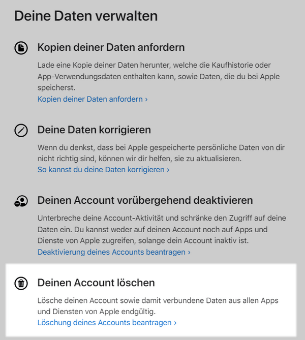 iCloud Account löschen