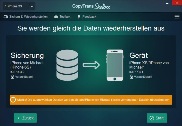Alte Backups wiederherstellen