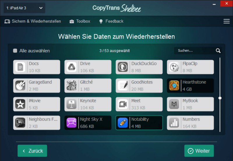 App Backup Tablet schneller machen