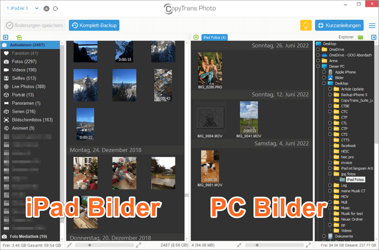 iPad Bilder und Videos auf PC sichern