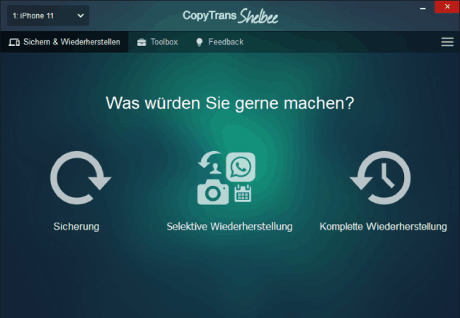 iPhone einrichten: Startseite CopyTrans Shelbee