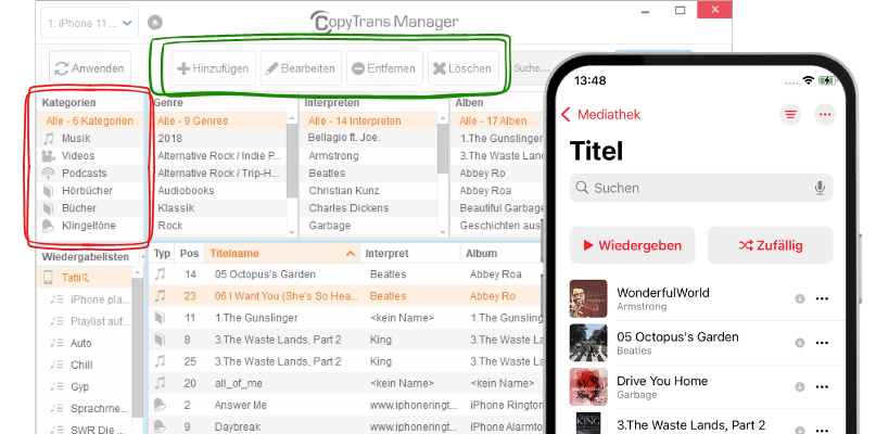 CopyTrans Manager Funktionen