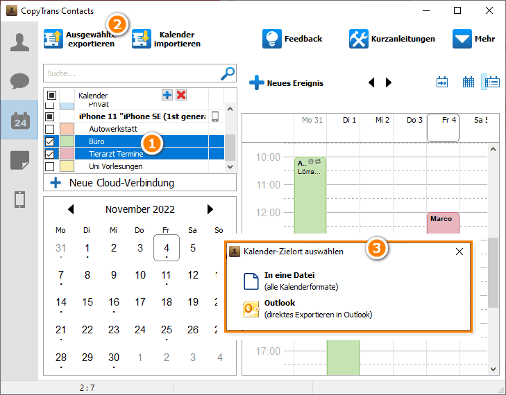 iPhone Kalender auf PC exportieren