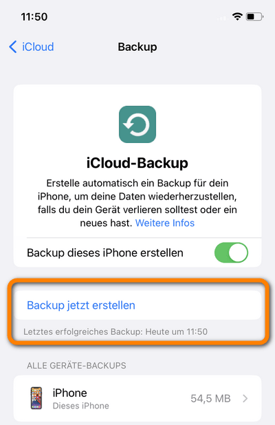 iPhone Backup erstellen iCloud