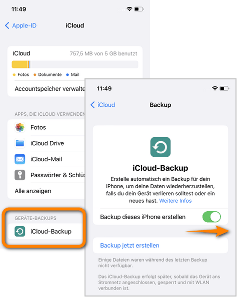 iCloud Backup aktivieren