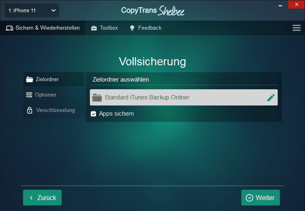 Backup iPhone: iPhone Backup Speicherort auswählen