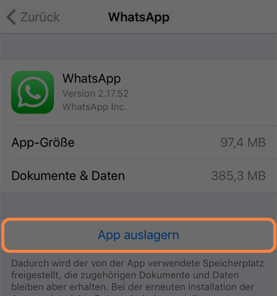 WhatsApp Cache leeren iPhone