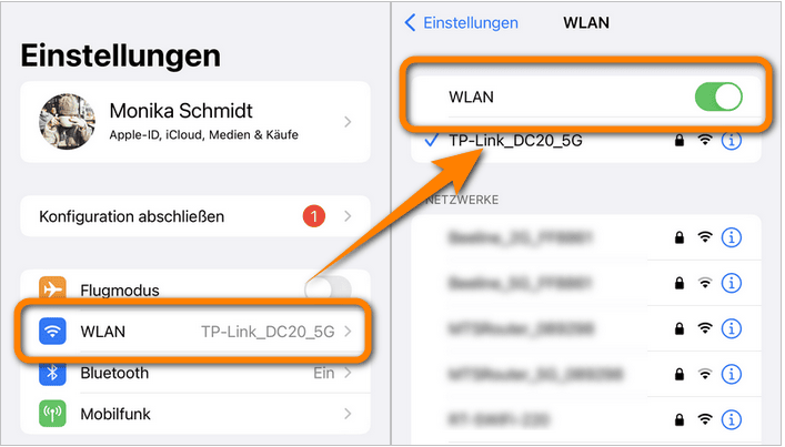 iOS Update geht nicht - WLAN Einstellungen prüfen