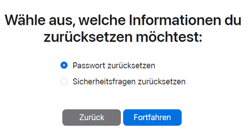 Passwort Apple ID vergessen