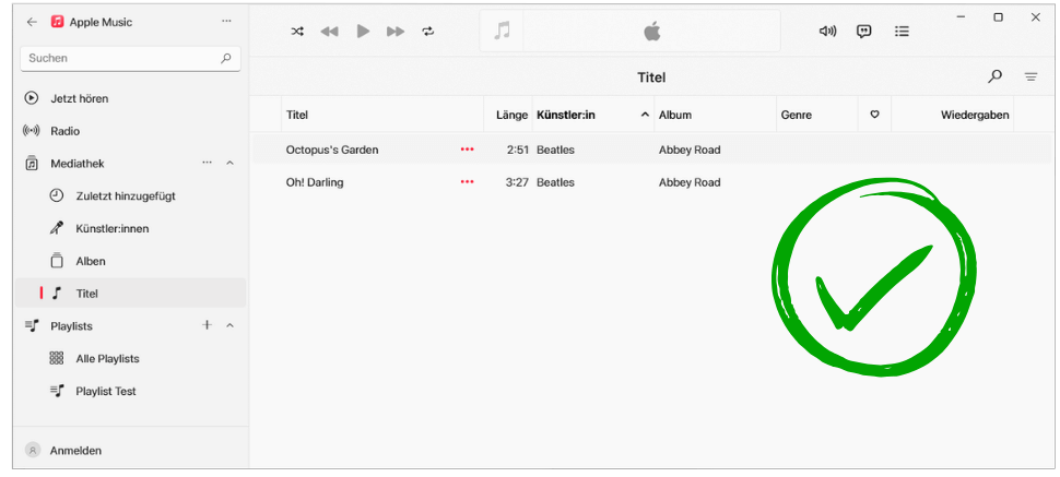 Hinzufügen von neuen Tracks in Apple Music App