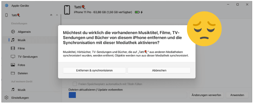 Musik synchronisieren mit Apple-Geräte App auf PC