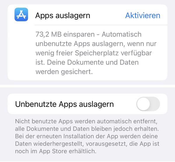 Speicher bereinigen iPhone: Apps auslagern