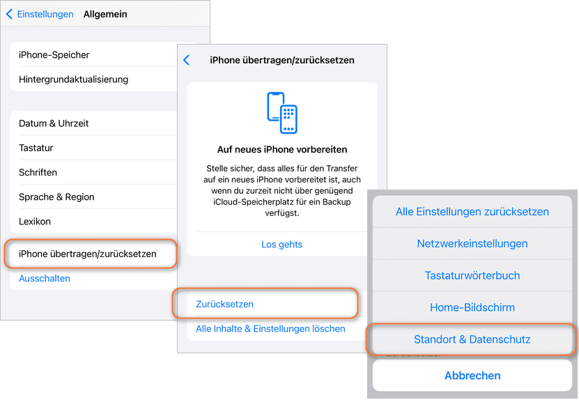 iTunes erkennt iPhone nicht - Datenschutz zurücksetzen