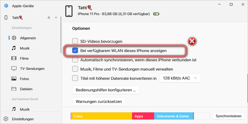 iPhone mit PC verbinden ohne Kabel iTunes