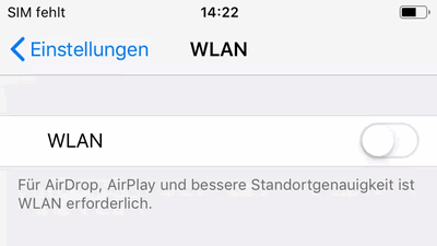 WLAN auf dem iPhone beim apple id server fehler deaktivieren