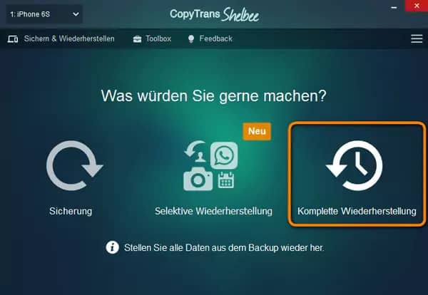 Backup auf iPhone laden - Anleitung