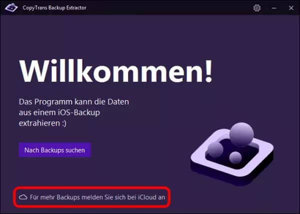 Backup iPhone laden - das Programm starten