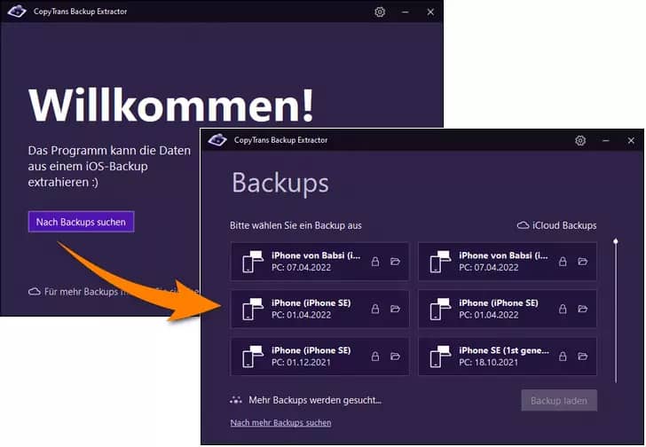 Backup auf neues iPhone laden - Backups finden