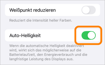 iPhone Akku geht schnell leer - Auto-Helligkeit 