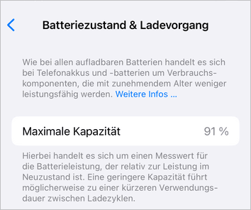 Akkukapazität iPhone prüfen in Einstellungen