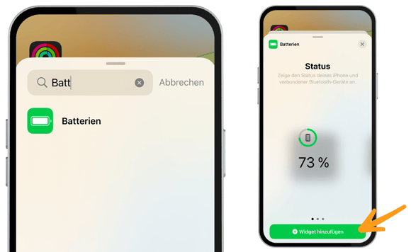 Batterie-Widget iPhone einstellen