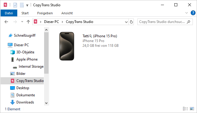 iPhone Foto Mediathek vom PC aus angezeigt
