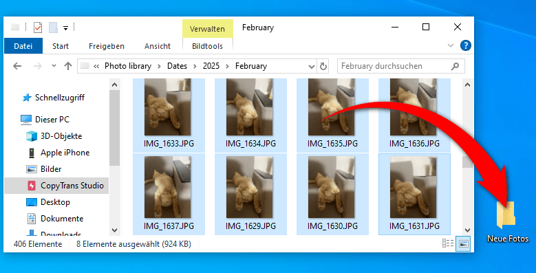 Ausgewählte iPhone Fotos auf PC speichern