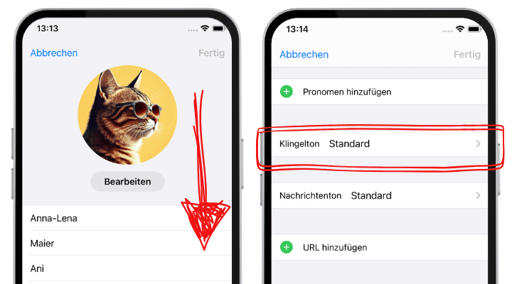 iPhone Klingelton Kontakt zuordnen