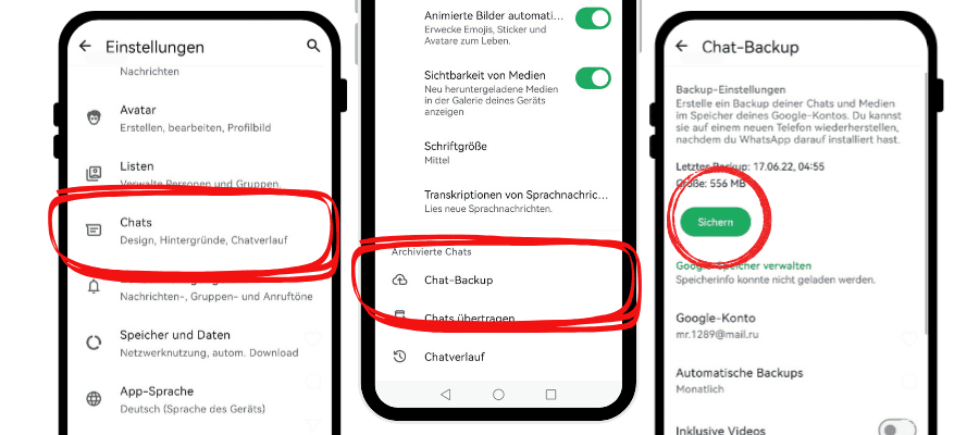 WhatsApp Chat von Android auf iPhone