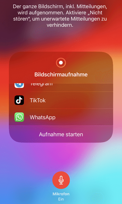 iPhone Bildschirmaufnahme mit Ton