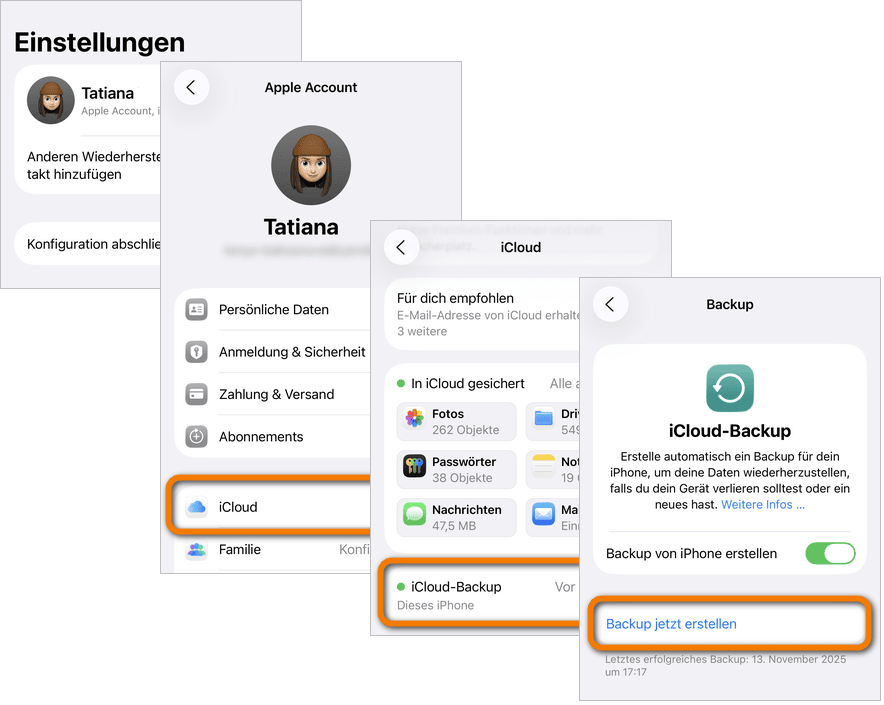 iCloud Backup auf iPhone aktivieren
