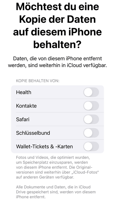 iPhone, iPad Synchronisieren ausschalten